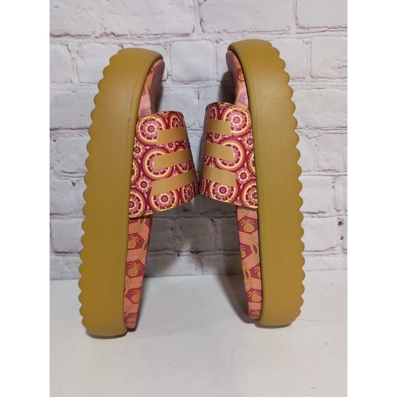 Adidas Farm Rio Adilette Platform Slides Sz 8 Victory Gold Tomato Red Pineapple - Picture 5 of 11